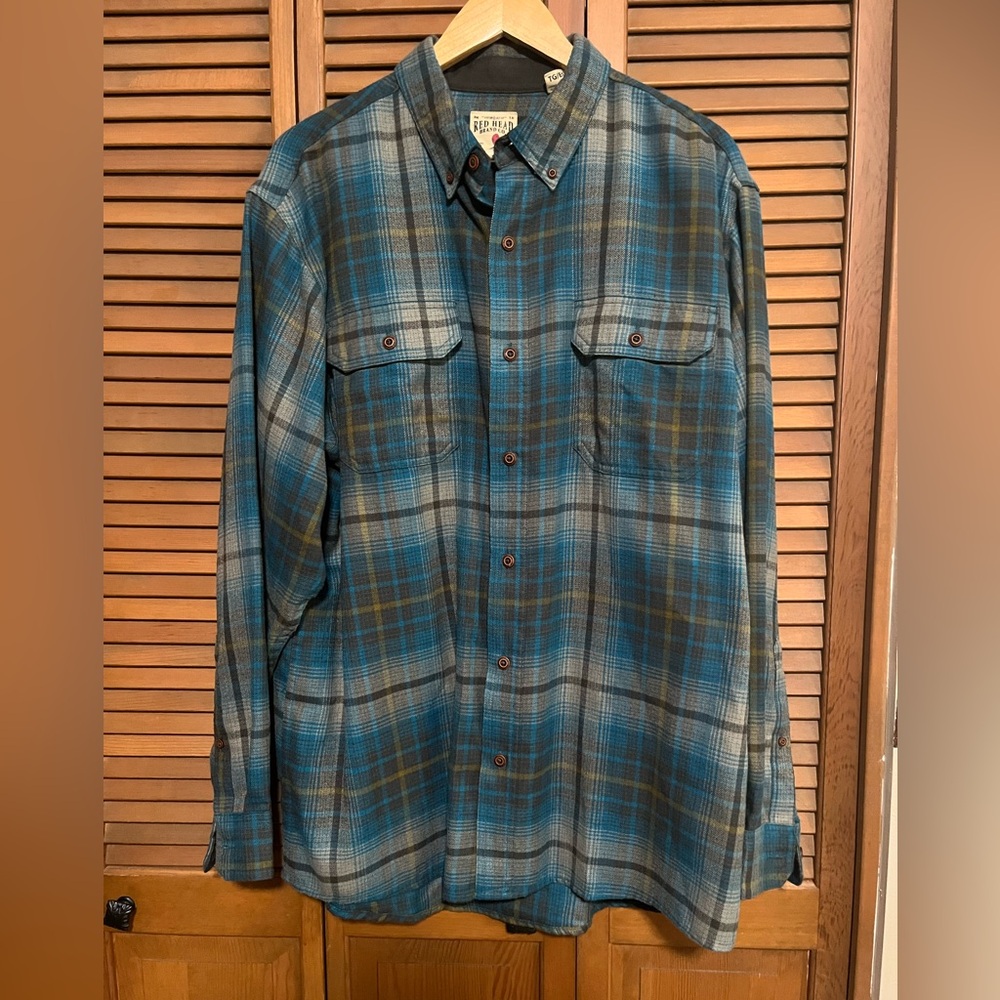 RedHead Blue and Brown Plaid Shirt